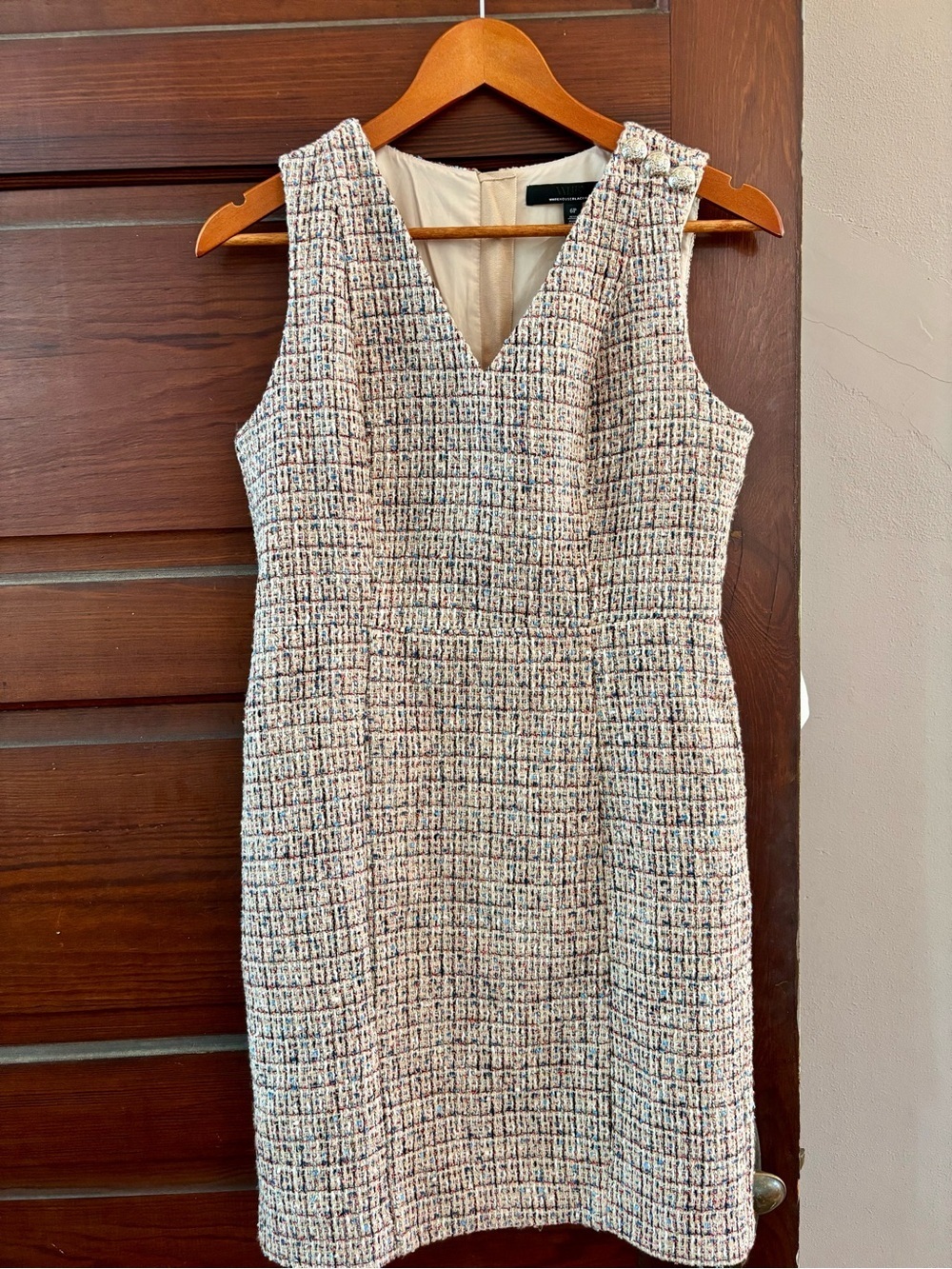 NWT White House Black Market Tweed Sheath Dress Size 6P - Picture 3 of 11